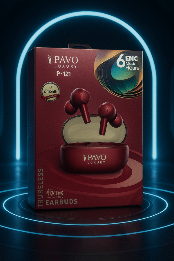 PAVO Luxury P - 121 TWS Earbuds | V5.3 | 14mm Driver | ENC Call Mic | ANC -42dB + 3dB | 30H Playtime - Image 7