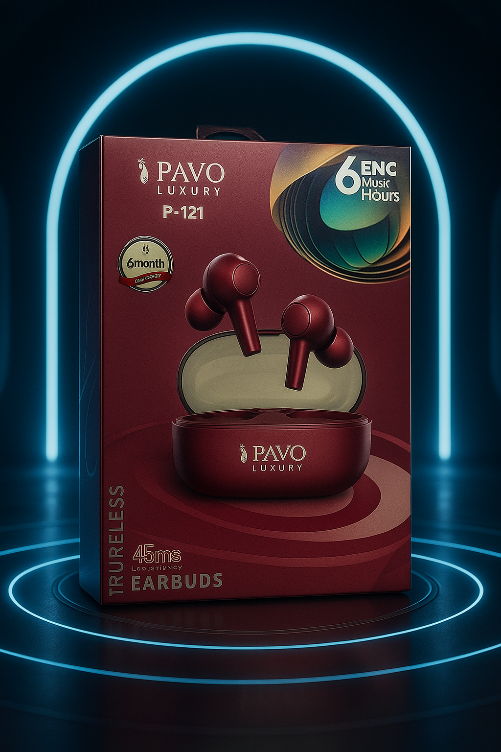 PAVO Luxury P - 121 TWS Earbuds | V5.3 | 14mm Driver | ENC Call Mic | ANC -42dB + 3dB | 30H Playtime - Image 7