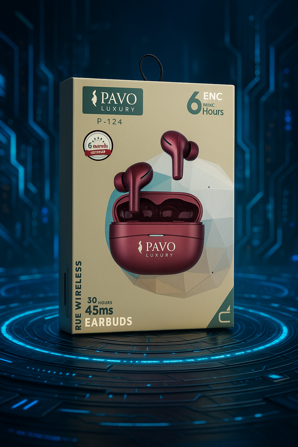 PAVO Luxury P - 124 TWS Earbuds | V5.3 | 14mm Driver | ENC Call Mic | ANC -42dB + 3dB | 30H Playtime - Image 7