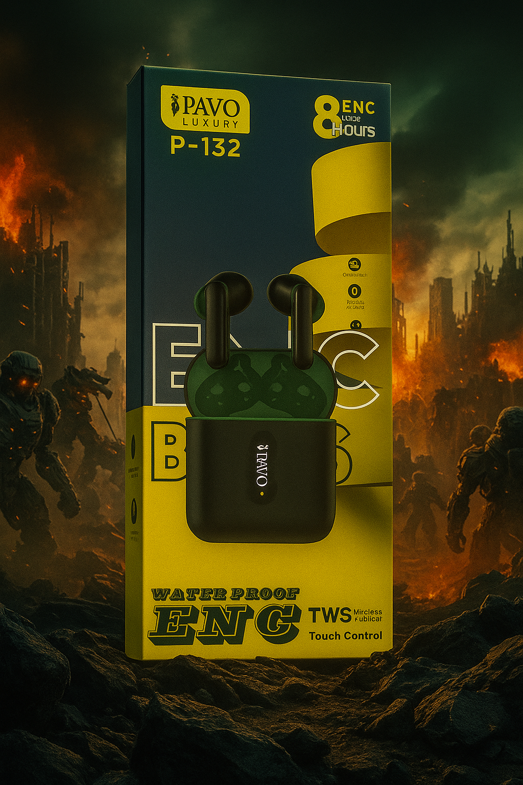 PAVO Luxury P - 132 | Gaming Earbuds | Low Latency 35ms | Dual Mic ENC | 32H Battery | TWS | Anti sweat - Image 6