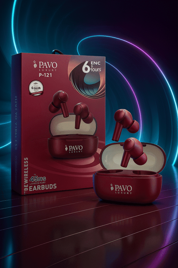 PAVO Luxury P - 121 TWS Earbuds | V5.3 | 14mm Driver | ENC Call Mic | ANC -42dB + 3dB | 30H Playtime