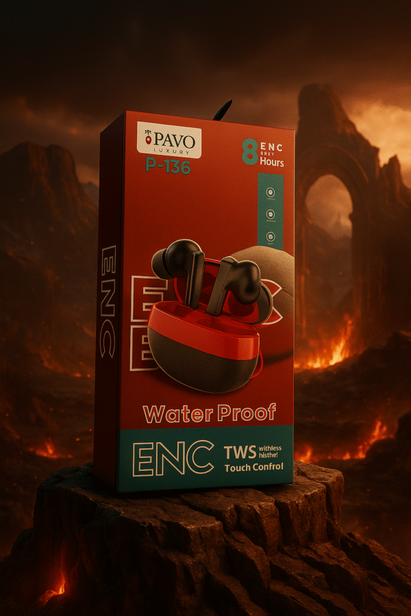 PAVO P - 136 Gaming Earbuds | Low Latency 35ms | Dual Mic ENC | 32H Battery | TWS | Anti sweat - Image 2