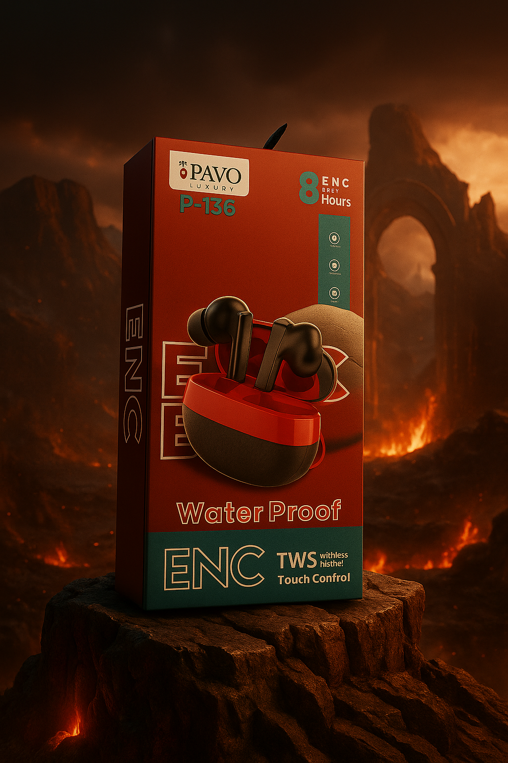 PAVO P - 136 Gaming Earbuds | Low Latency 35ms | Dual Mic ENC | 32H Battery | TWS | Anti sweat - Image 2